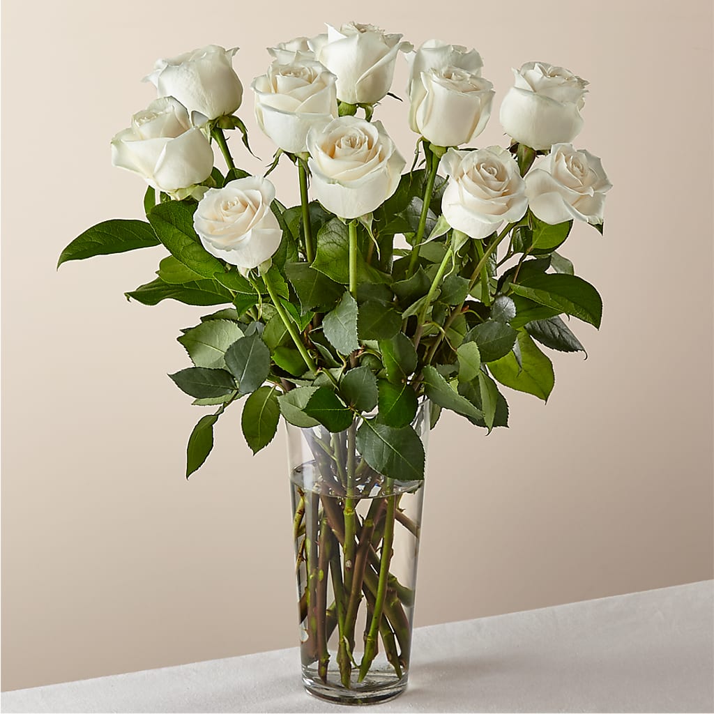 Long Stem White Rose Bouquet – Cornerstone Florals, Katy TX