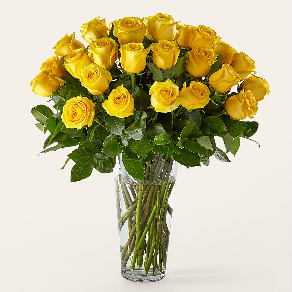 Long Stem Yellow Rose Bouquet – Cornerstone Florals, Katy TX