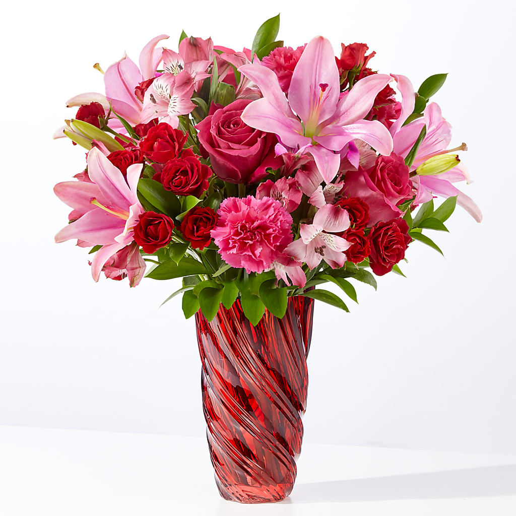 In Love Bouquet with Luxe Swirl Vase – Cornerstone Florals, Katy TX