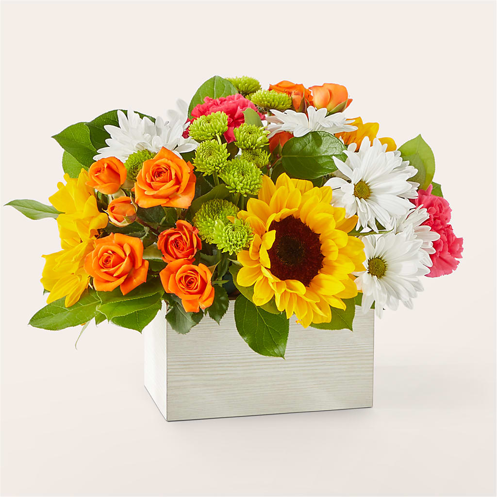Sun-drenched Blooms Box Bouquet – Cornerstone Florals, Katy TX
