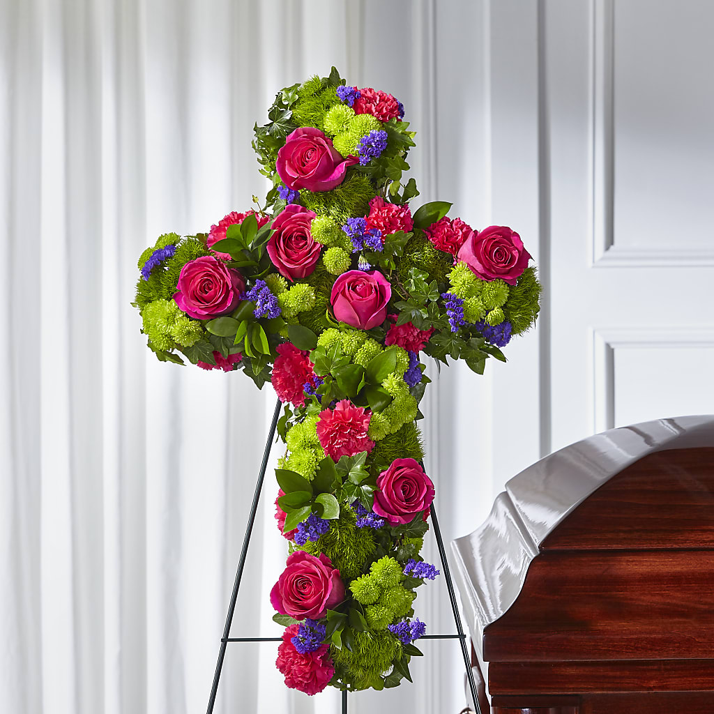 Tribute Rose Floral Cross – Cornerstone Florals, Katy TX