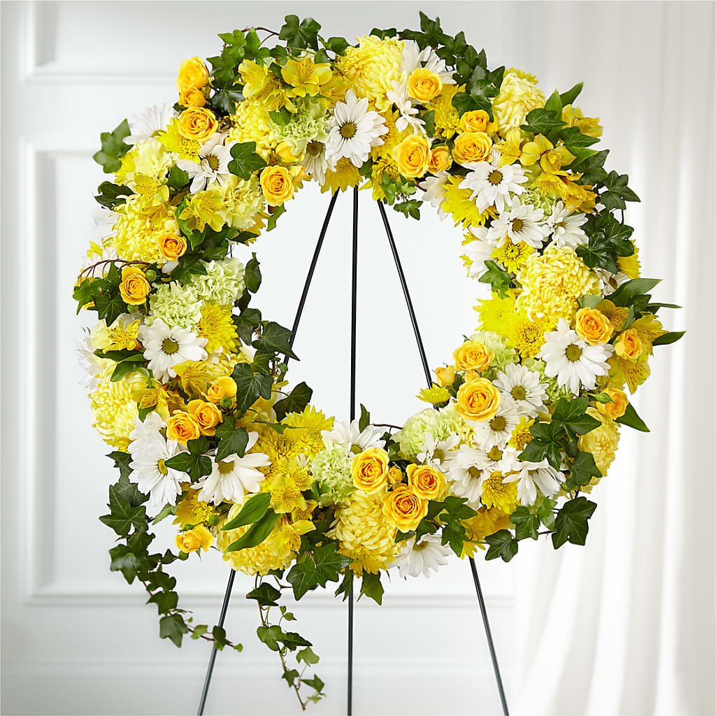 Golden Remembrance Wreath – Cornerstone Florals, Katy TX