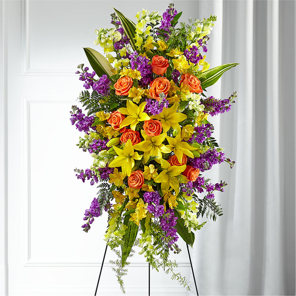 Thoughtful Prayers Standing Spray – Cornerstone Florals, Katy TX