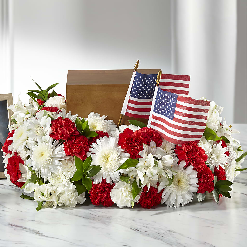 Spirit of Patriotism Cremation Adornment – Cornerstone Florals, Katy TX
