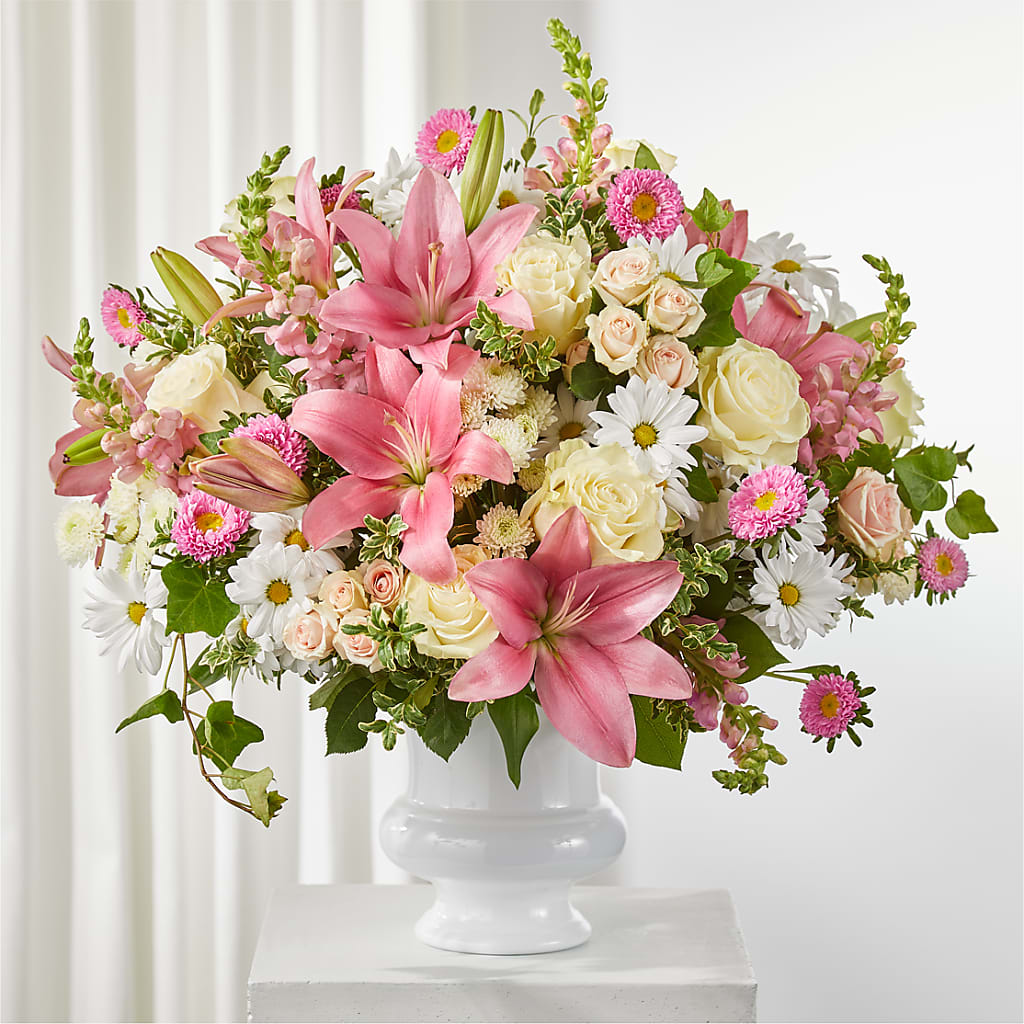 Empathetic Blooms Urn Arrangement – Cornerstone Florals, Katy TX