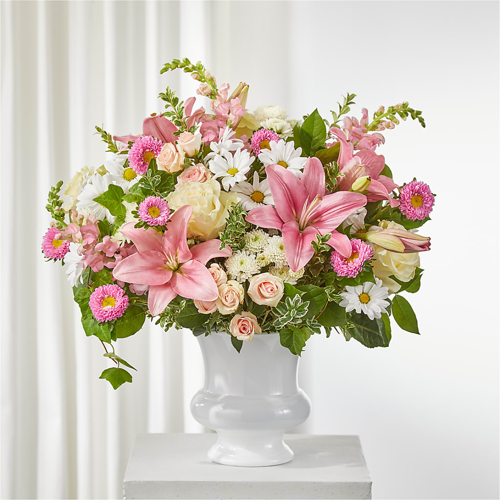 Empathetic Blooms Urn Arrangement – Cornerstone Florals, Katy TX