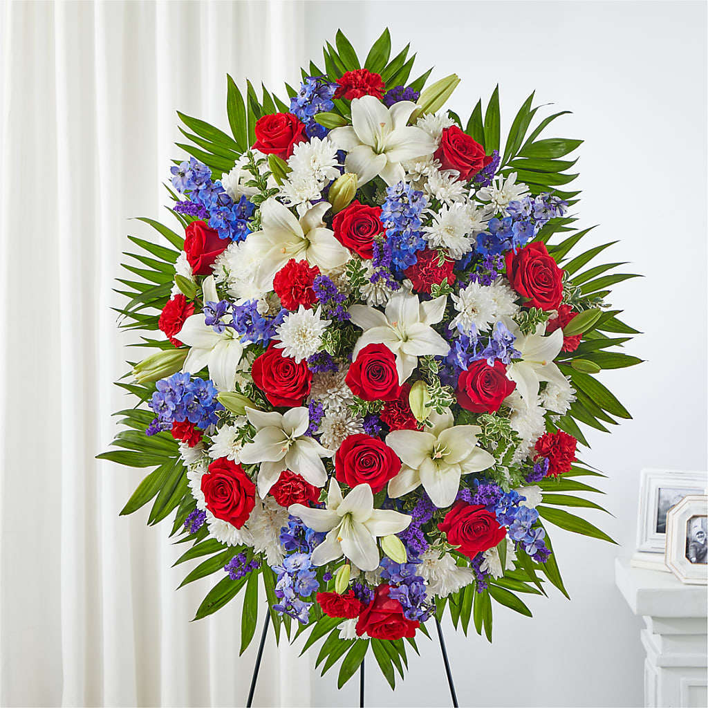 Cherished Service Standing Spray – Cornerstone Florals, Katy TX