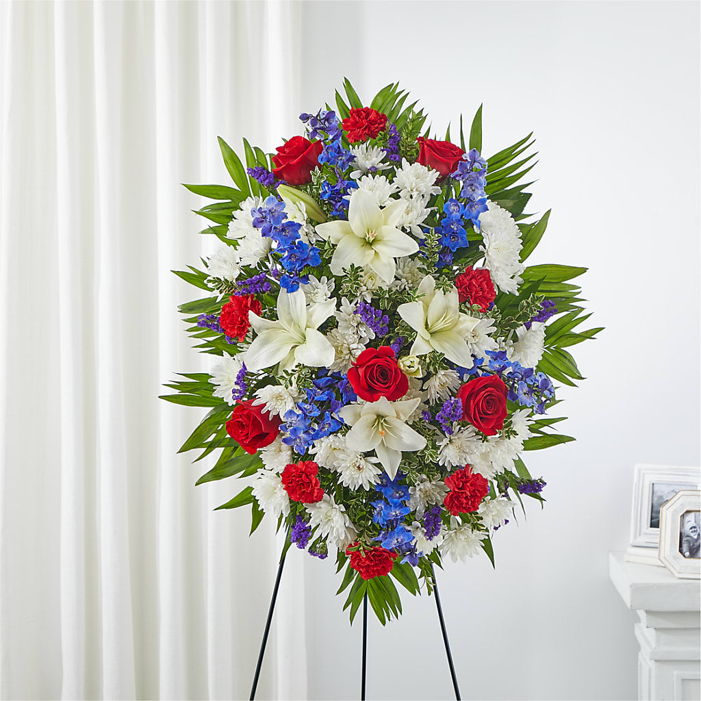 Cherished Service Standing Spray – Cornerstone Florals, Katy TX