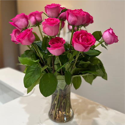 Long Stem Pink Rose Bouquet –  Cornerstone Florals, Katy TX
