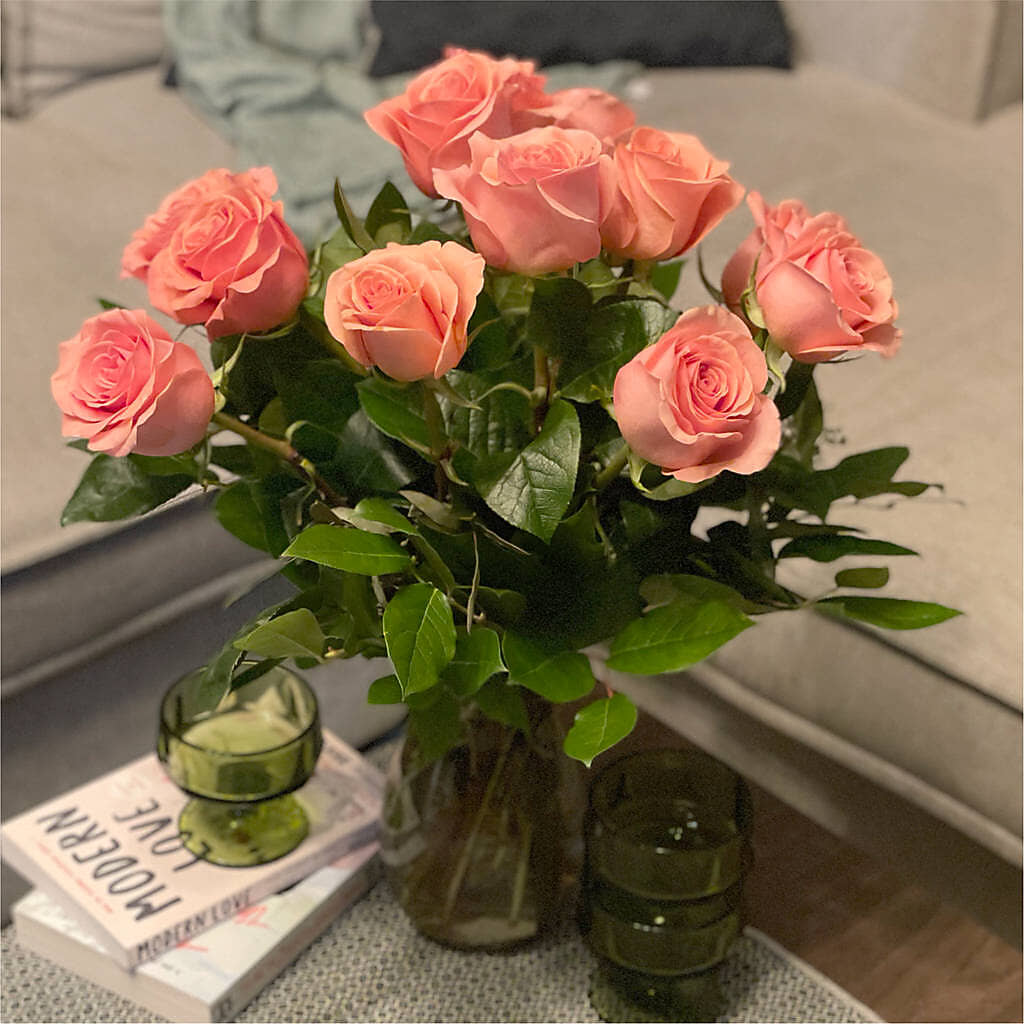 Long Stem Pink Rose Bouquet –  Cornerstone Florals, Katy TX