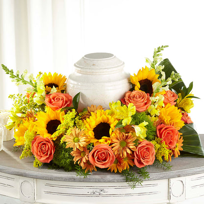 Faithful Sunflower Cremation Adornment –  Cornerstone Florals, Katy TX